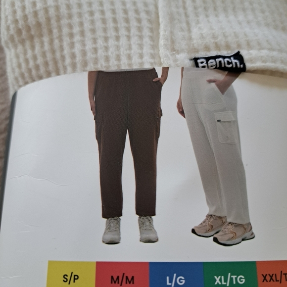 New! Bench Waffle Cargo Lounge Pants 2 Pack Women's XL Cream Brown Casual - Picture 12 of 15